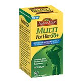 Nature Made Multi for Him 22 key nutrients to support 50+ men's health dietary supplement tablets Left Picture